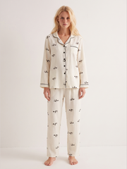 Panda Print Cotton Pajama Set #color_White