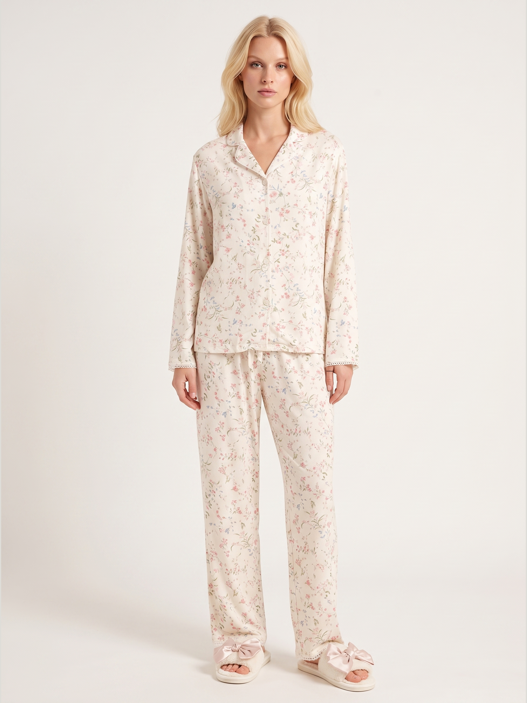 Willow Leaf Viscose Pajama Set #color_Willow Leaf