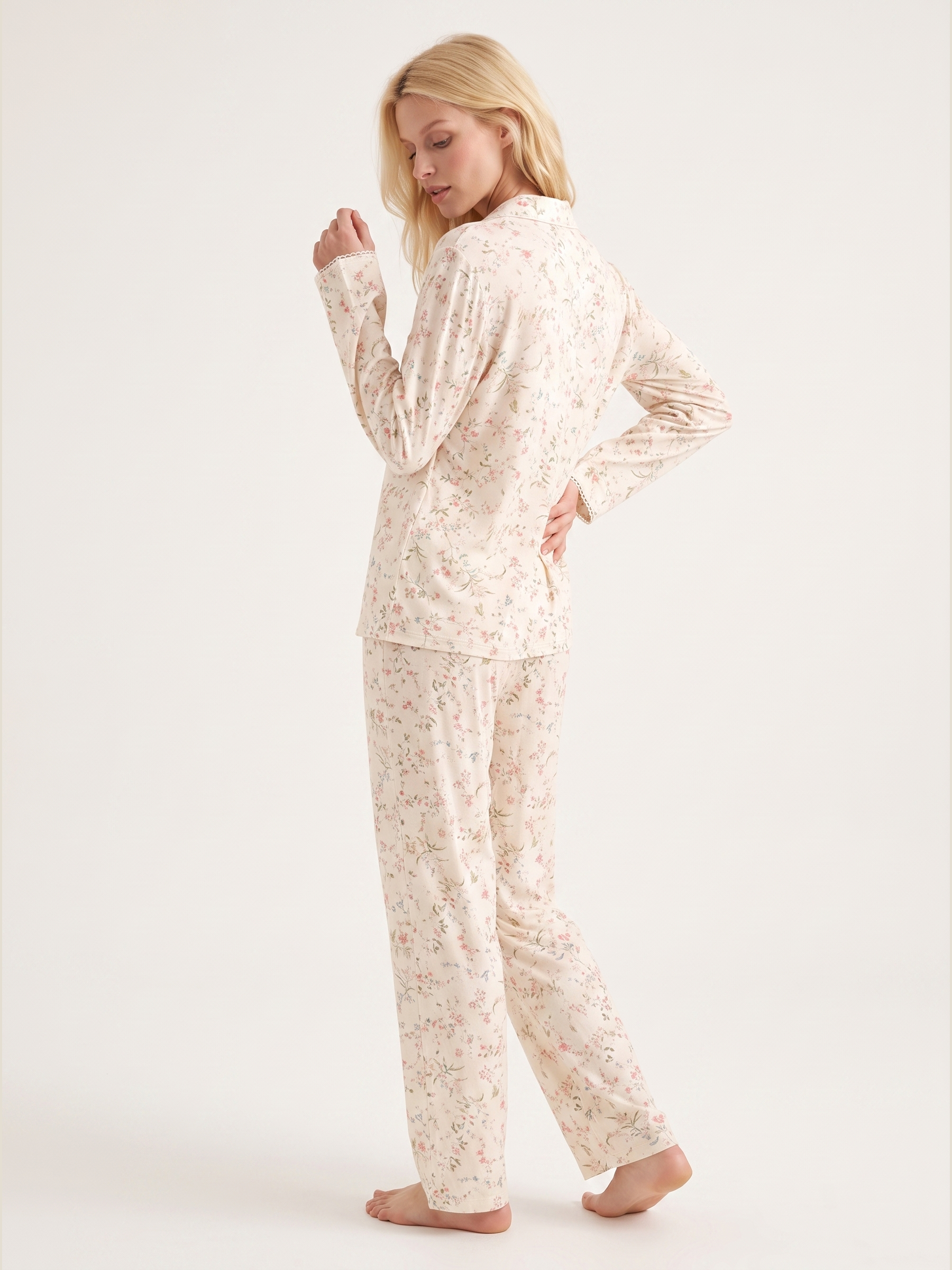 Willow Leaf Viscose Pajama Set #color_Willow Leaf