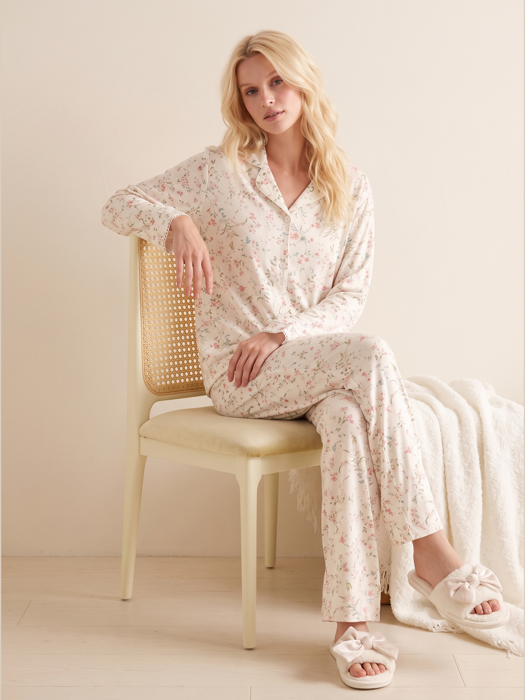 Willow Leaf Viscose Pajama Set #color_Willow Leaf
