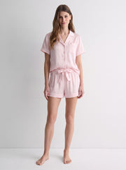 Piped Viscose Short Pajama Set #color_Tea Orange
