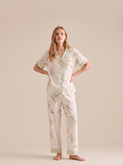 Bamboo Cotton Gauze Short Sleeve Pajama Set #color_Misty Garden