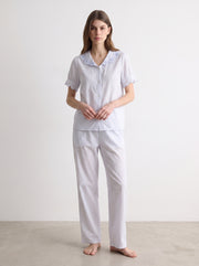 Cotton Gauze Short Sleeve Pajama Set #color_Misty Blue