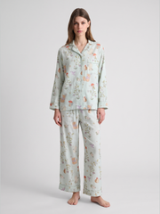 Bamboo Cotton Gauze Woodland Long Sleeve Pajama Set #color_Woodland Print