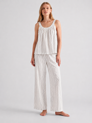 Striped Cotton Cami Pajama Set #color_Black Stripe