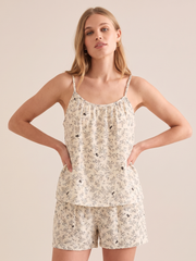 Printed Cotton Cami Pajama Set #color_Bunny Sketch