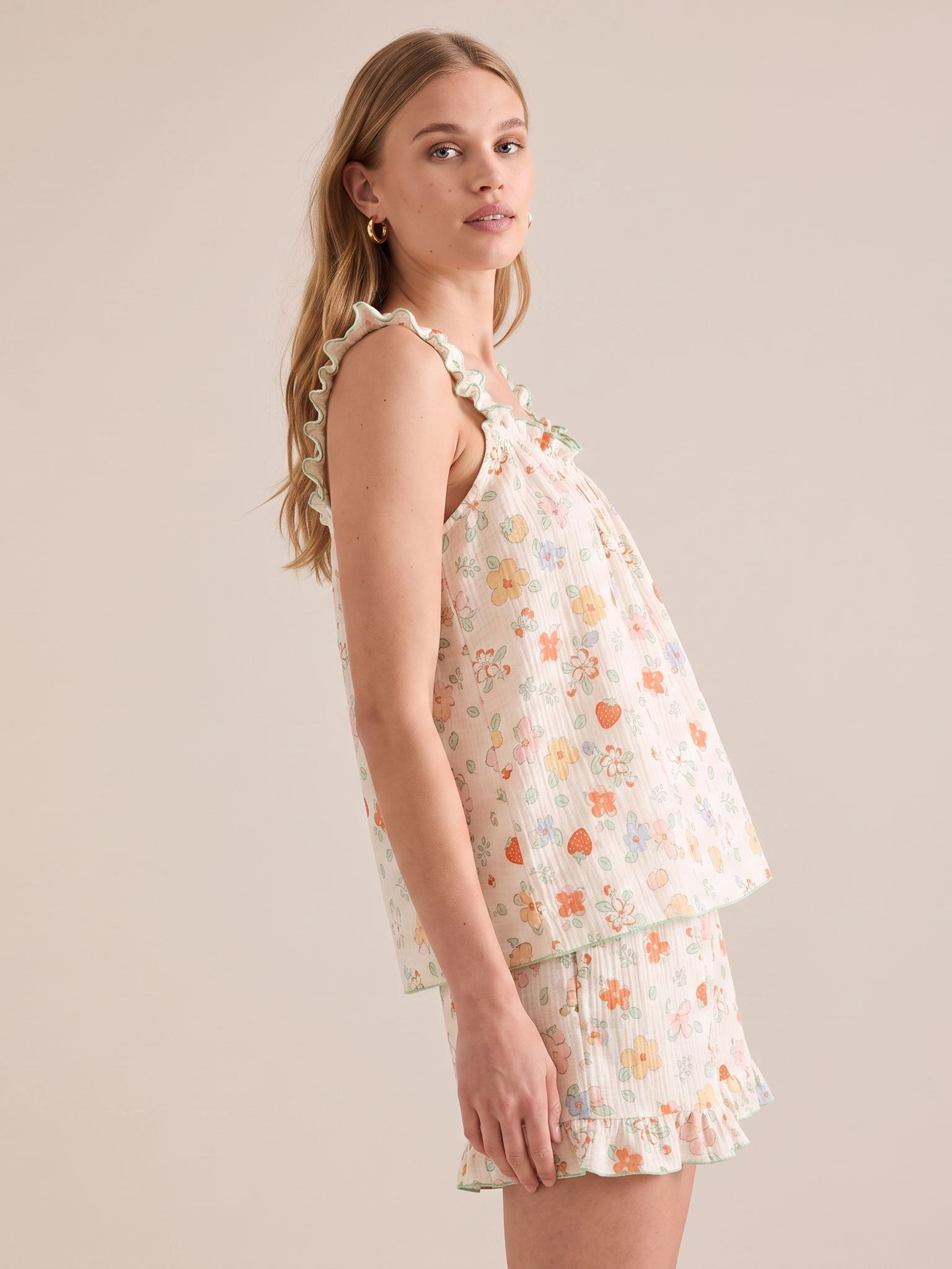 Floral Cotton Cami Pajama Set #color_Midsummer Floral