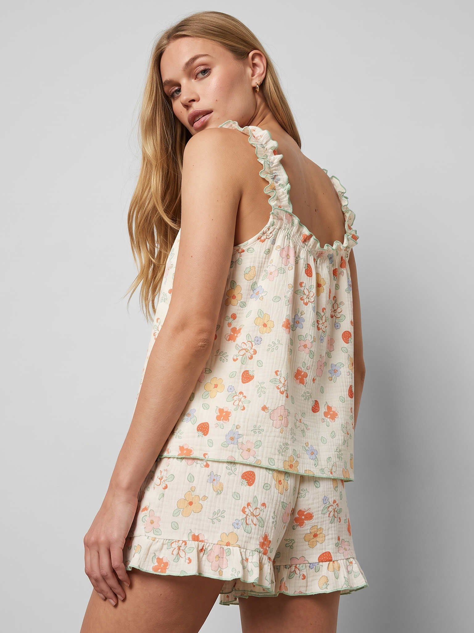 Floral Cotton Cami Pajama Set #color_Midsummer Floral