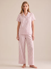 Cotton Plaid Pajama Set #color_Pink Plaid