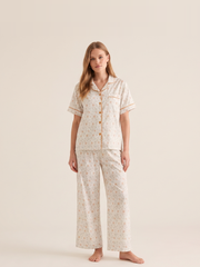 Cotton Floral Short Sleeve Pajama Set #color_Marigold Floral
