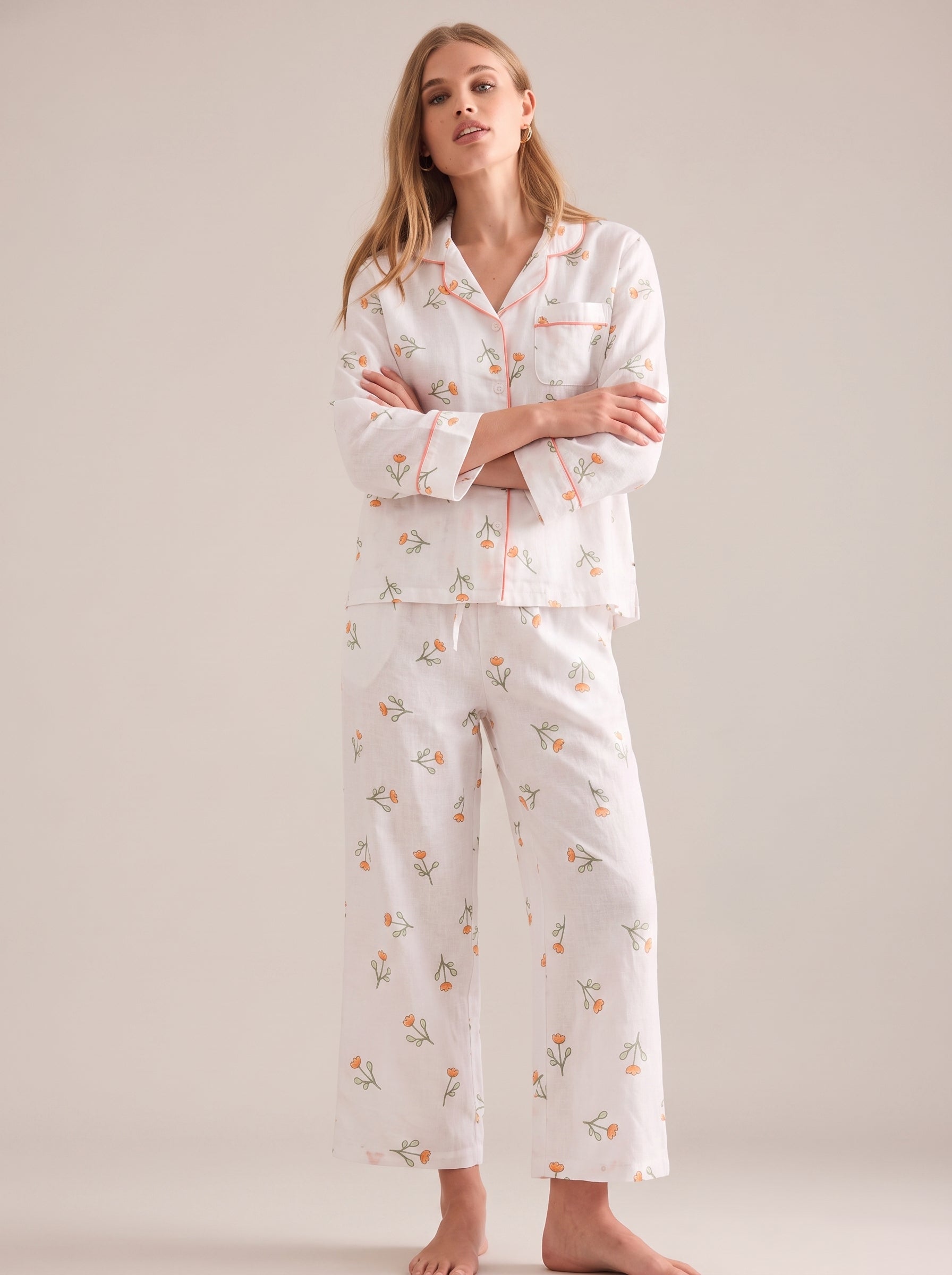 Cotton Gauze Sprig Floral Pajama Set #color_Sprig Floral