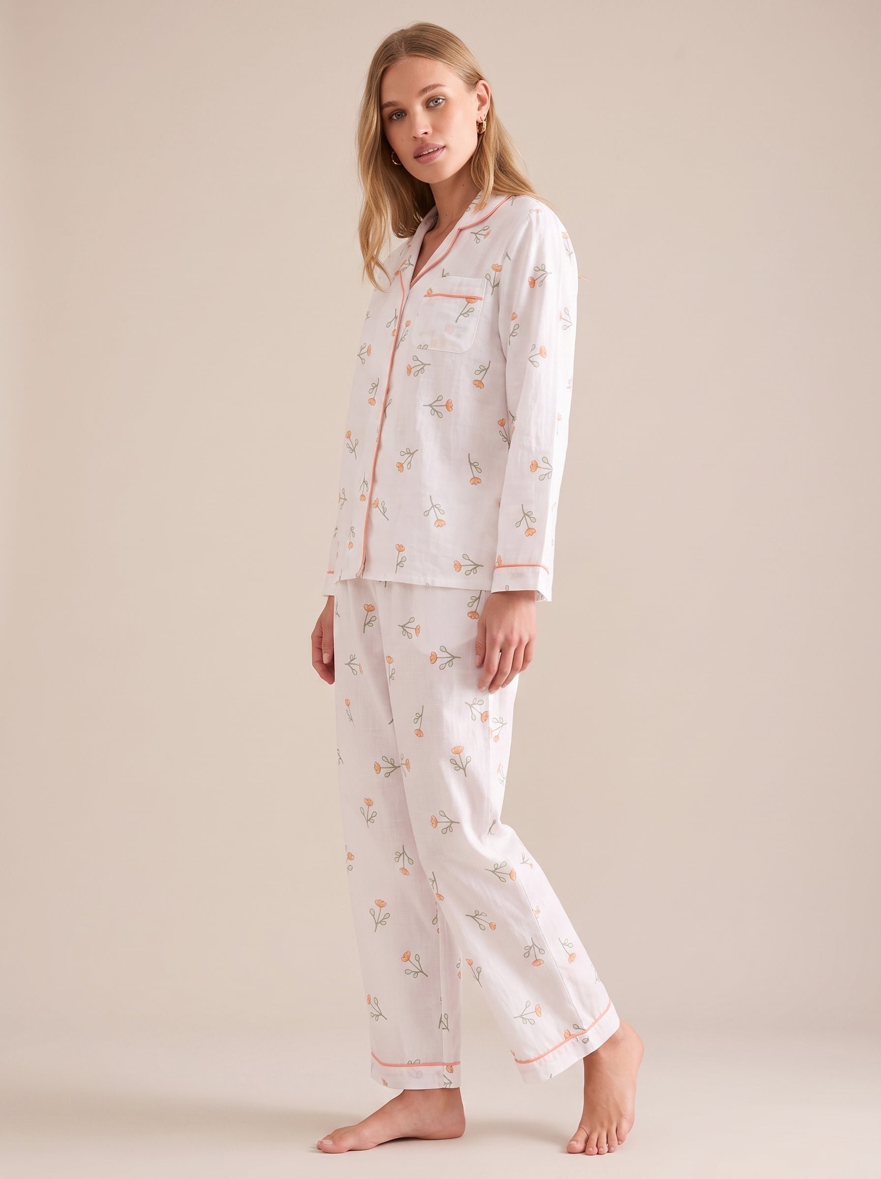 Cotton Gauze Sprig Floral Pajama Set #color_Sprig Floral