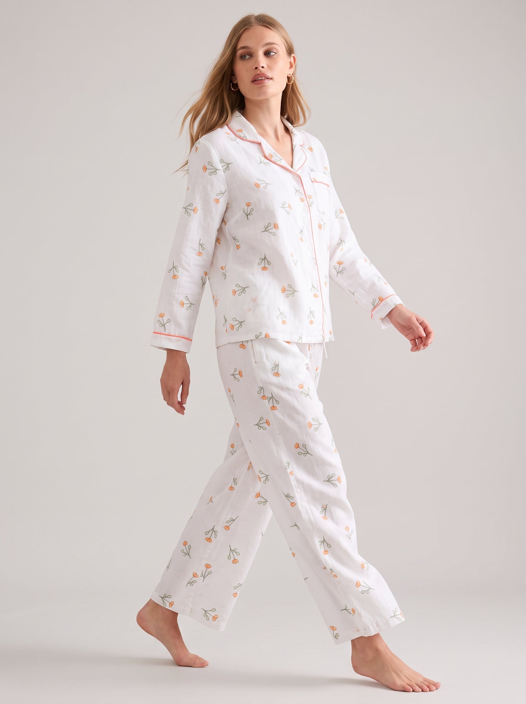 Cotton Gauze Sprig Floral Pajama Set #color_Sprig Floral