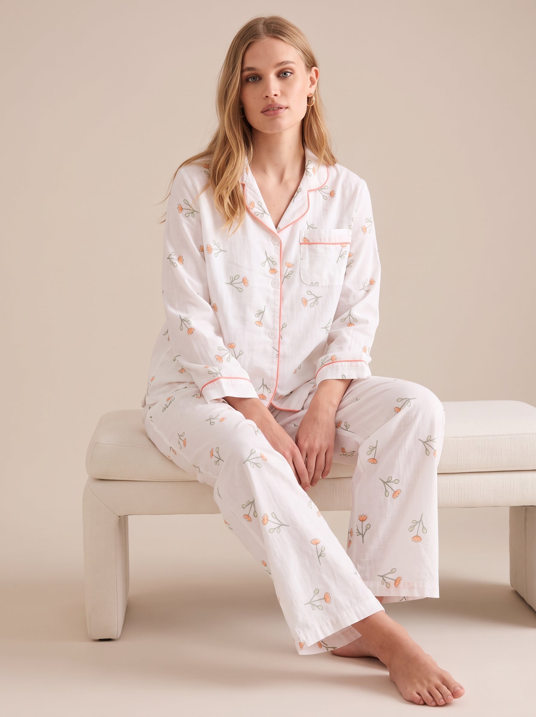 Cotton Gauze Sprig Floral Pajama Set #color_Sprig Floral