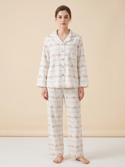 Crinkle Cotton Printed Pajama Set #color_Cherry Bear