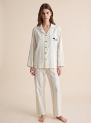Striped Cotton Pajama Set #color_Blue Stripe