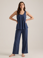 Striped Cotton Tank Pajama Set #color_Starry Stripe