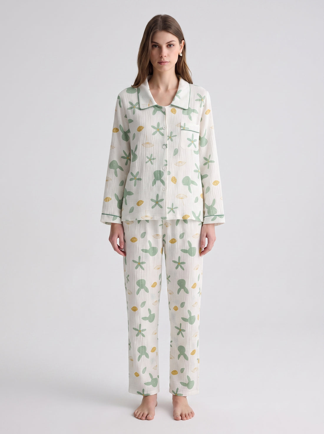 Bunny Print Cotton Gauze Pajama Set #color_Bunny Print
