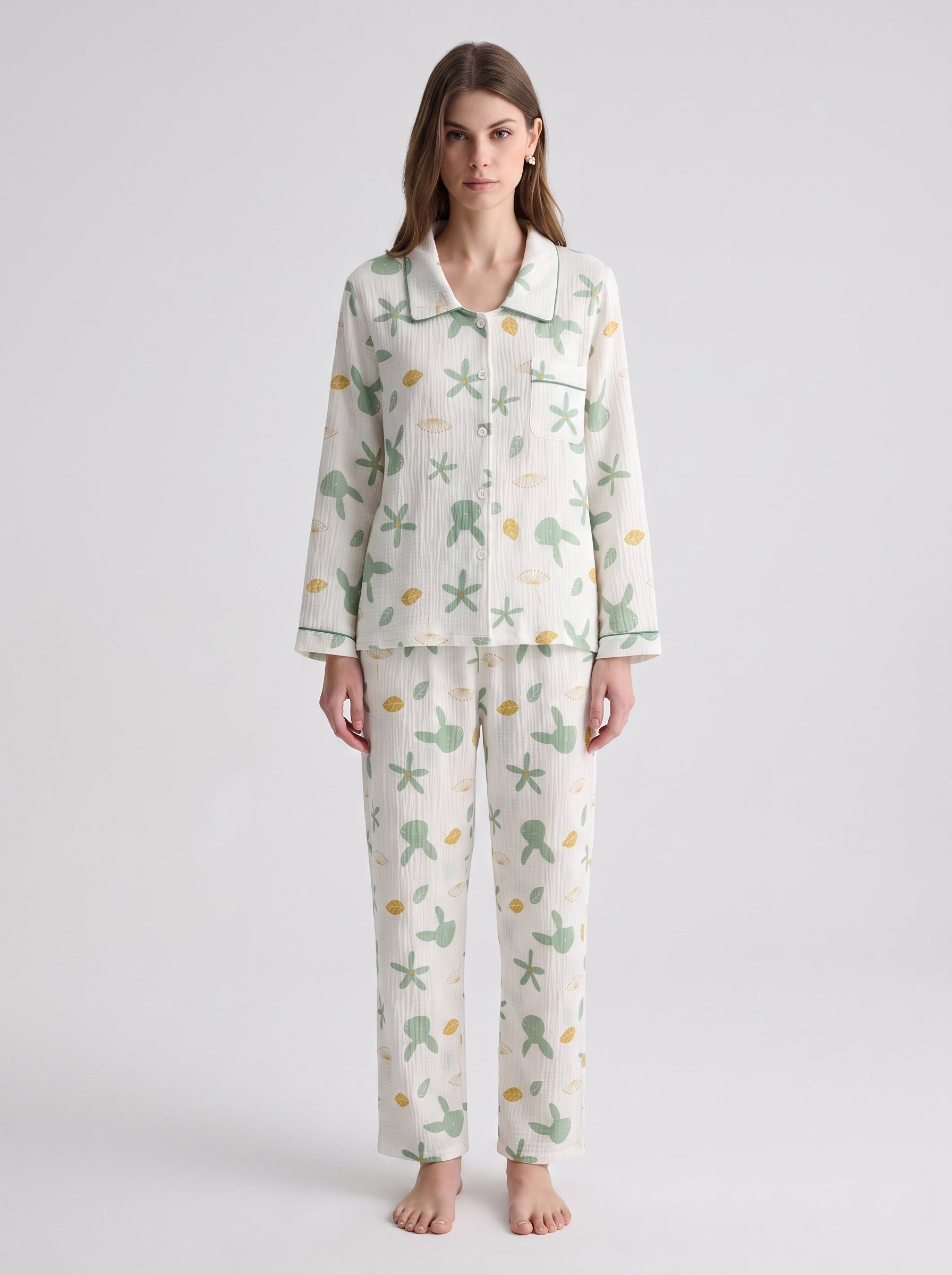 Bunny Print Cotton Gauze Pajama Set #color_Bunny Print