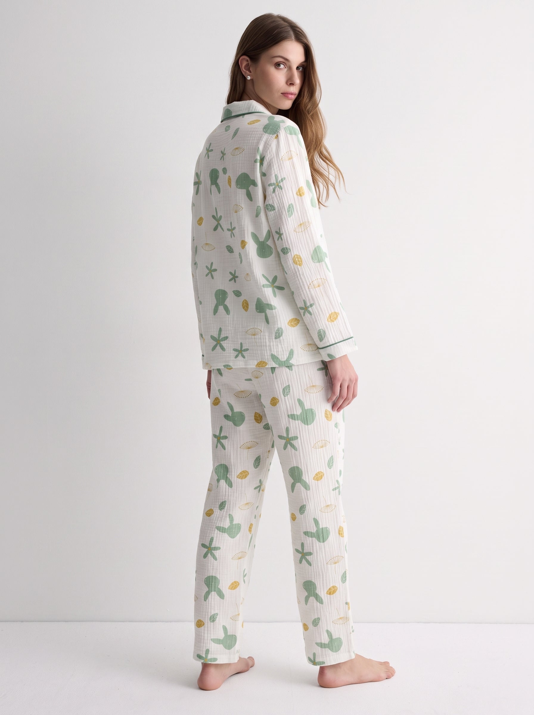 Bunny Print Cotton Gauze Pajama Set #color_Bunny Print