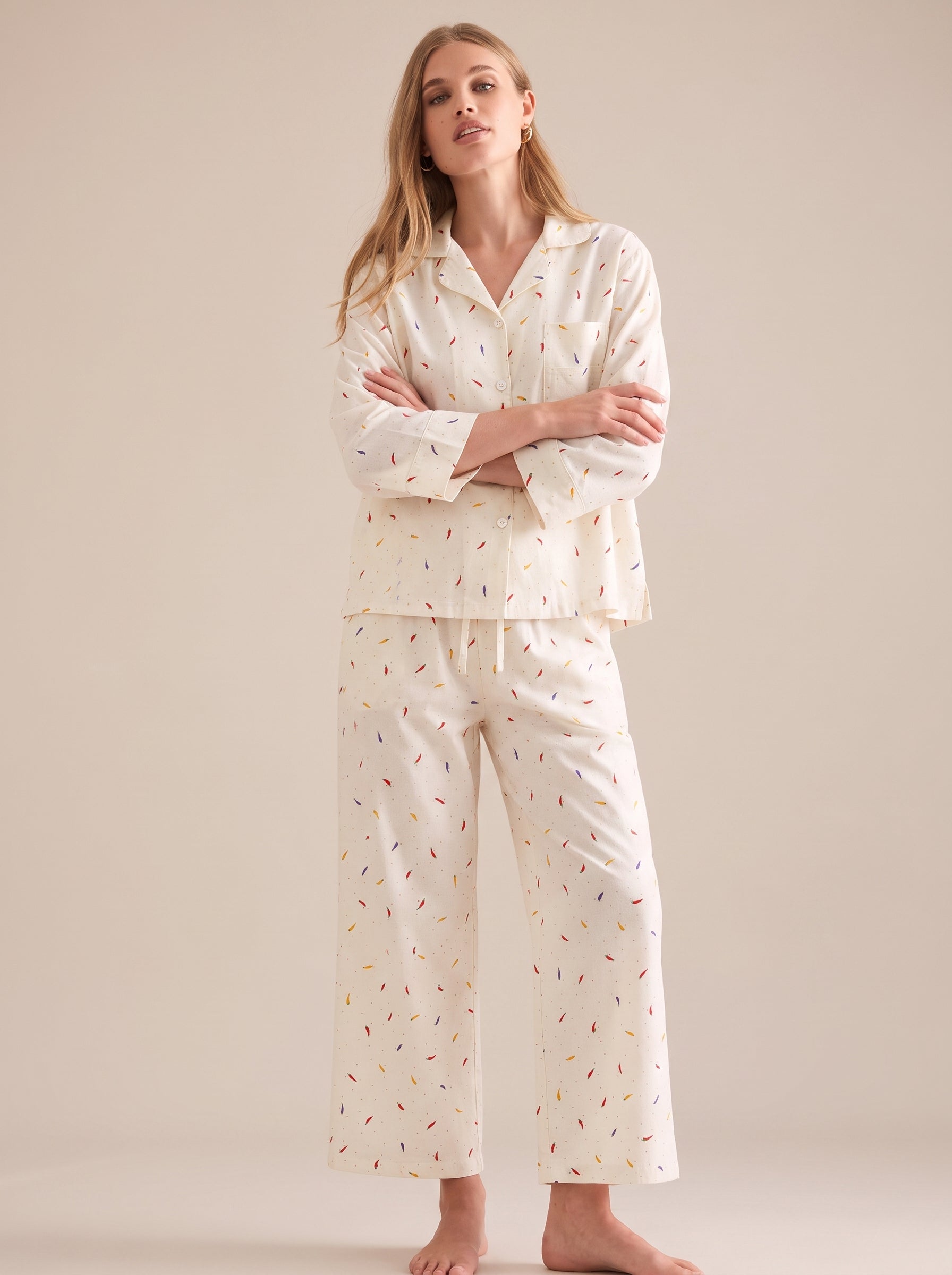 Chili Print Cotton Pajama Set #color_Chili Print
