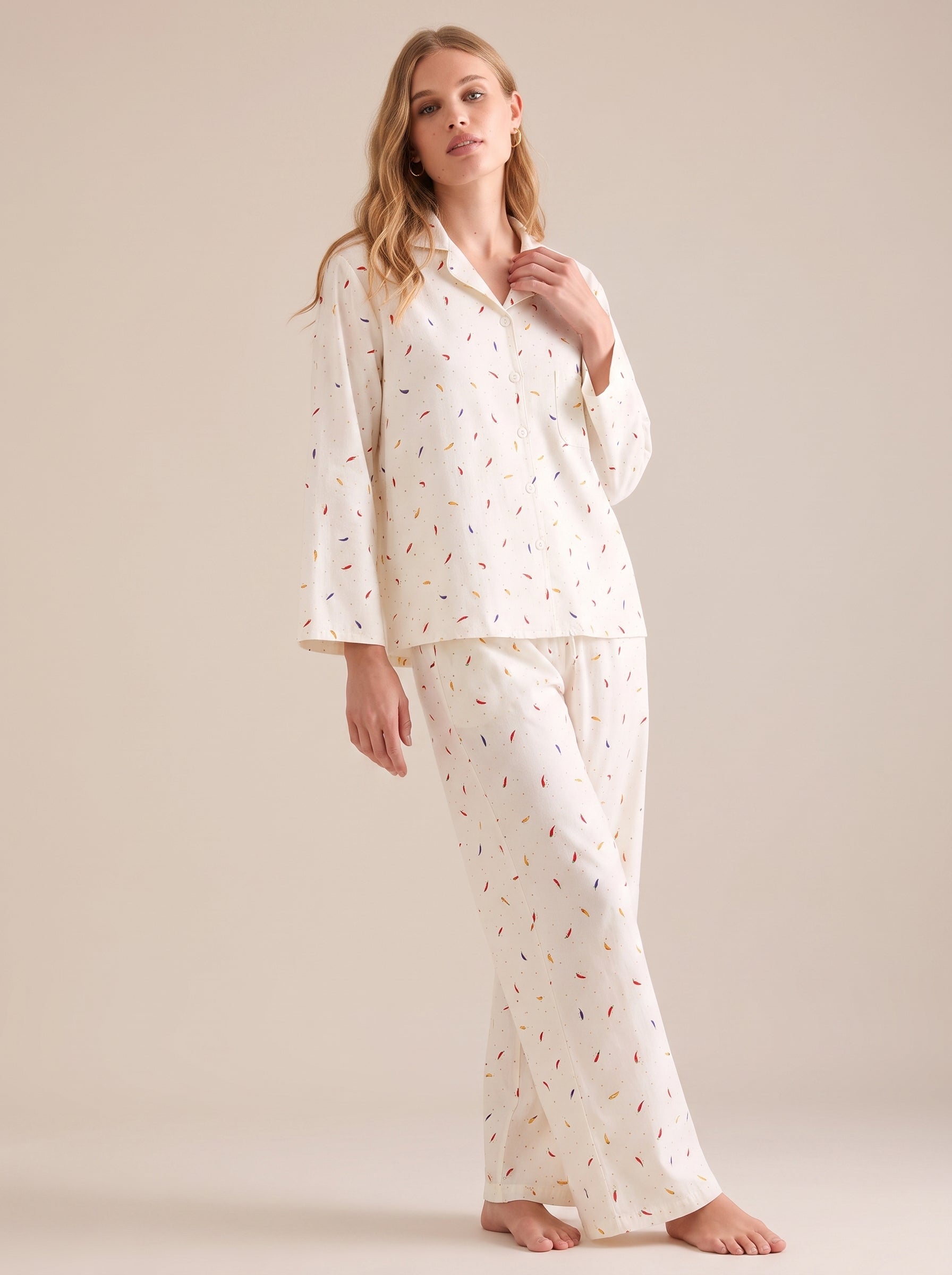 Chili Print Cotton Pajama Set #color_Chili Print