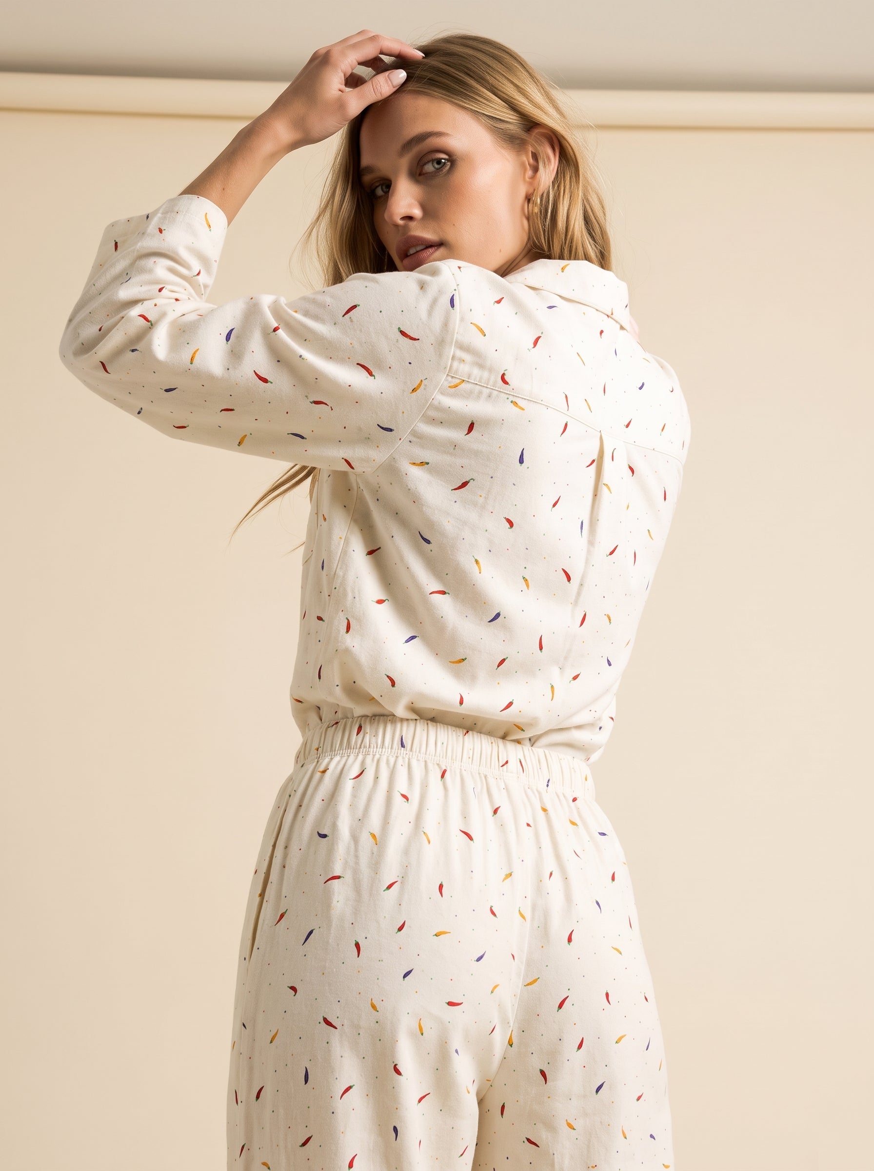 Chili Print Cotton Pajama Set #color_Chili Print