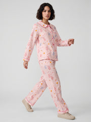 Pink Cartoon Cotton Gauze Pajama Set #color_Pink Toy Print