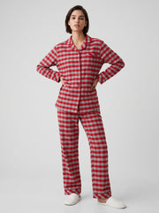 Red Gingham Flannel Pajama Set #color_Red Gingham