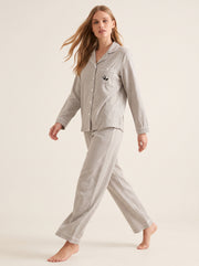 Check Flannel Pajama Set #color_Gray Panda Check