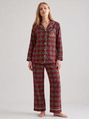 Tartan Cotton Flannel Pajama Set #color_Red Tartan