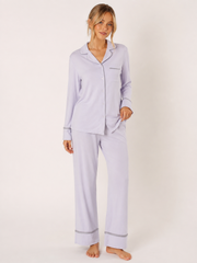 Lavender Modal Button-Front Pajama Set #color_Lavender