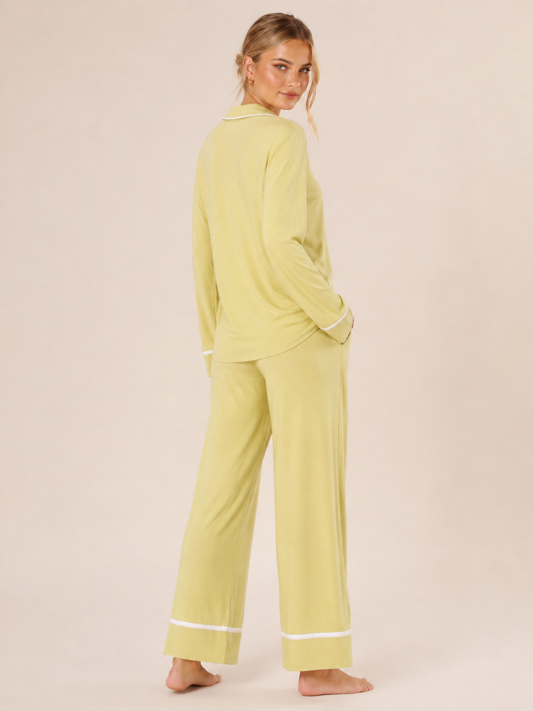 Pistachio Modal Button-Front Pajama Set #color_Pistachio