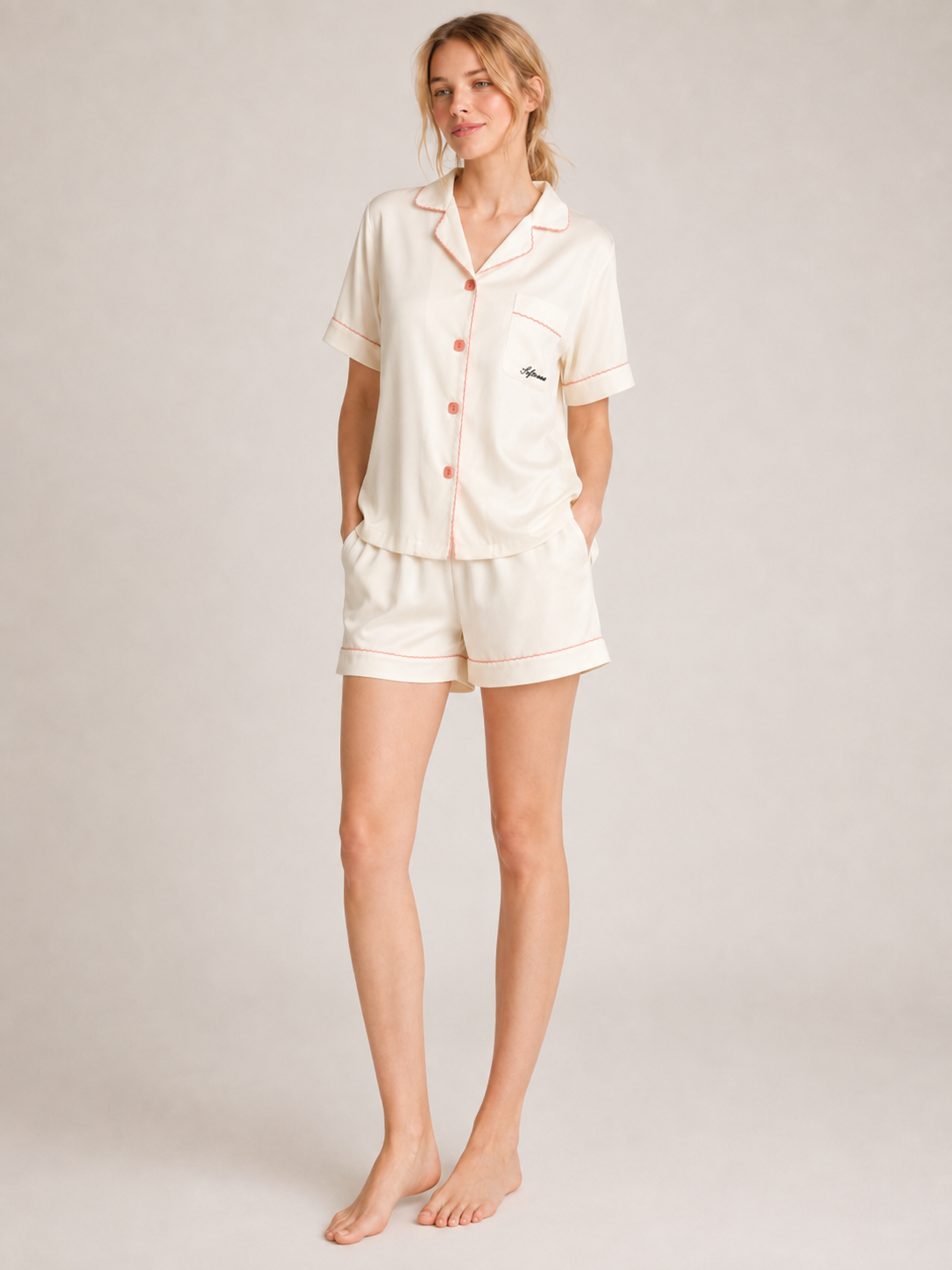 Pearl White Modal Short Pajama Set #color_Pearl White