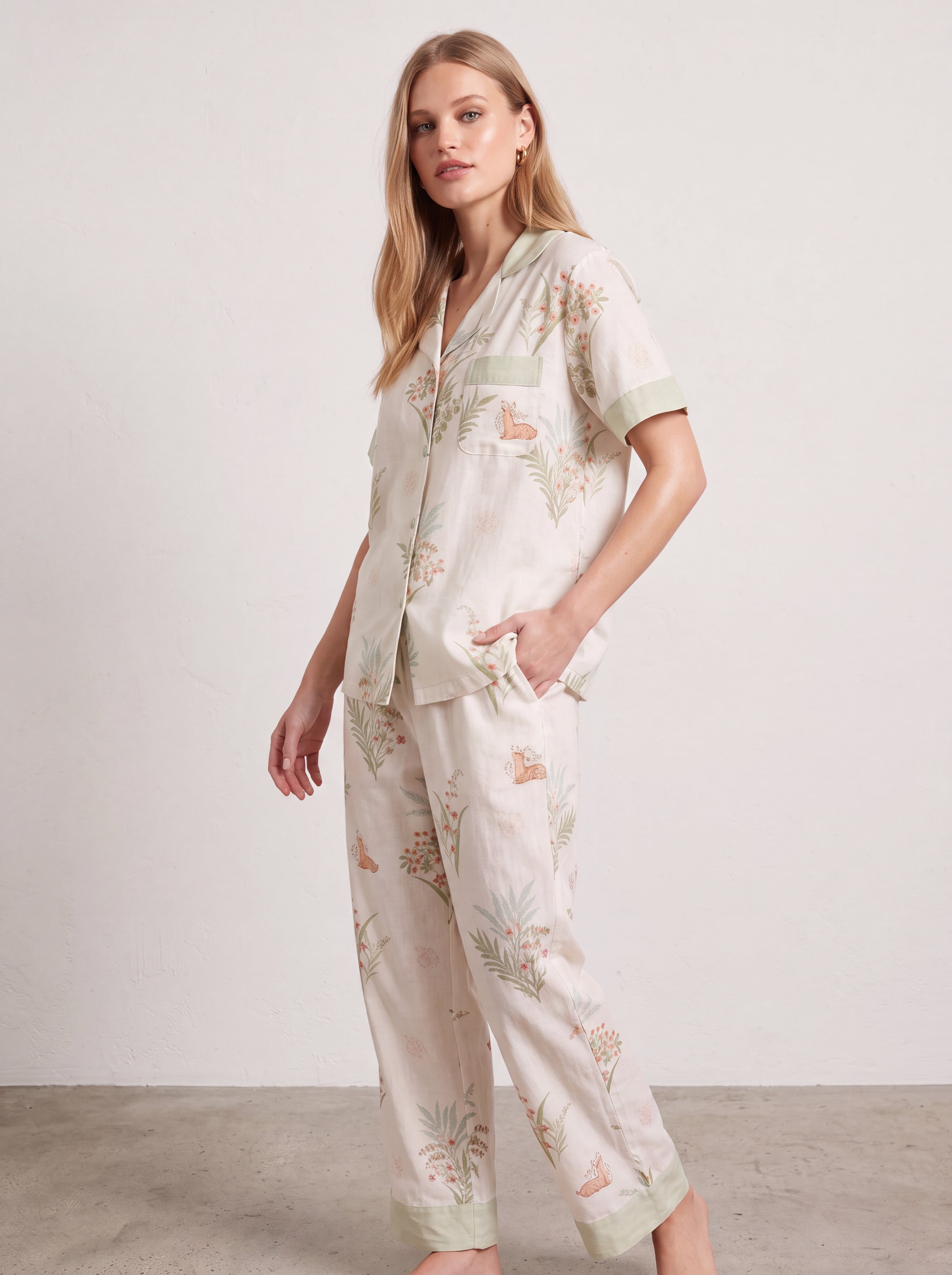 Bamboo Cotton Gauze Short Sleeve Pajama Set